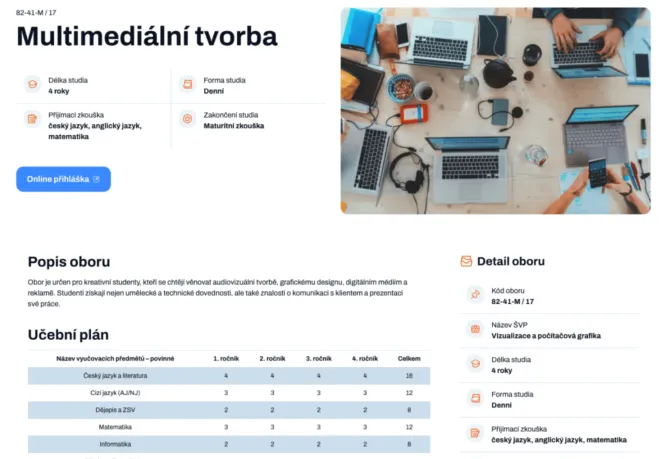 Webové stránky pro SŠ a ZŠ - Moderní web pro školy