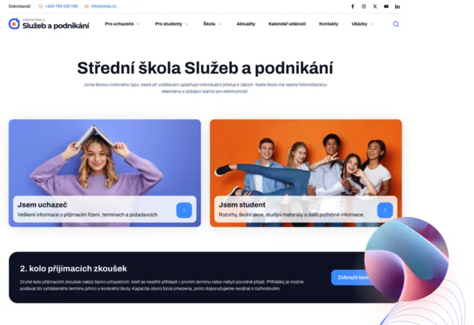 Webové stránky pro SŠ a ZŠ - Moderní web pro školy