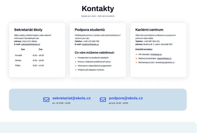 Webové stránky pro SŠ a ZŠ - Moderní web pro školy