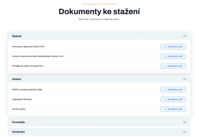Webové stránky pro SŠ a ZŠ - Moderní web pro školy