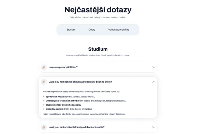 Webové stránky pro SŠ a ZŠ - Moderní web pro školy