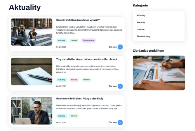 Webové stránky pro SŠ a ZŠ - Moderní web pro školy