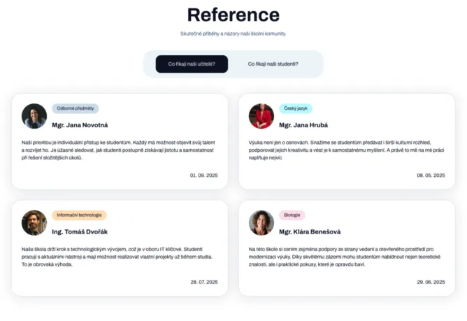 Webové stránky pro SŠ a ZŠ - Moderní web pro školy