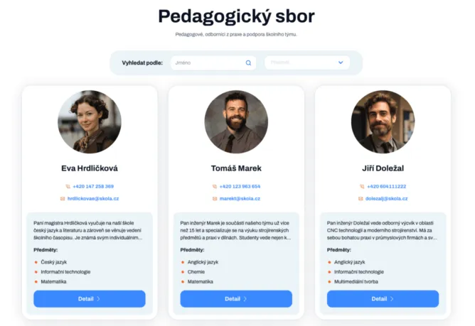 Webové stránky pro SŠ a ZŠ - Moderní web pro školy